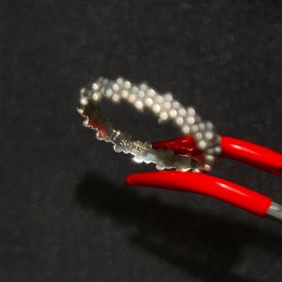 Silver 925 Flower Link Band Ring - Picture 5 of 10